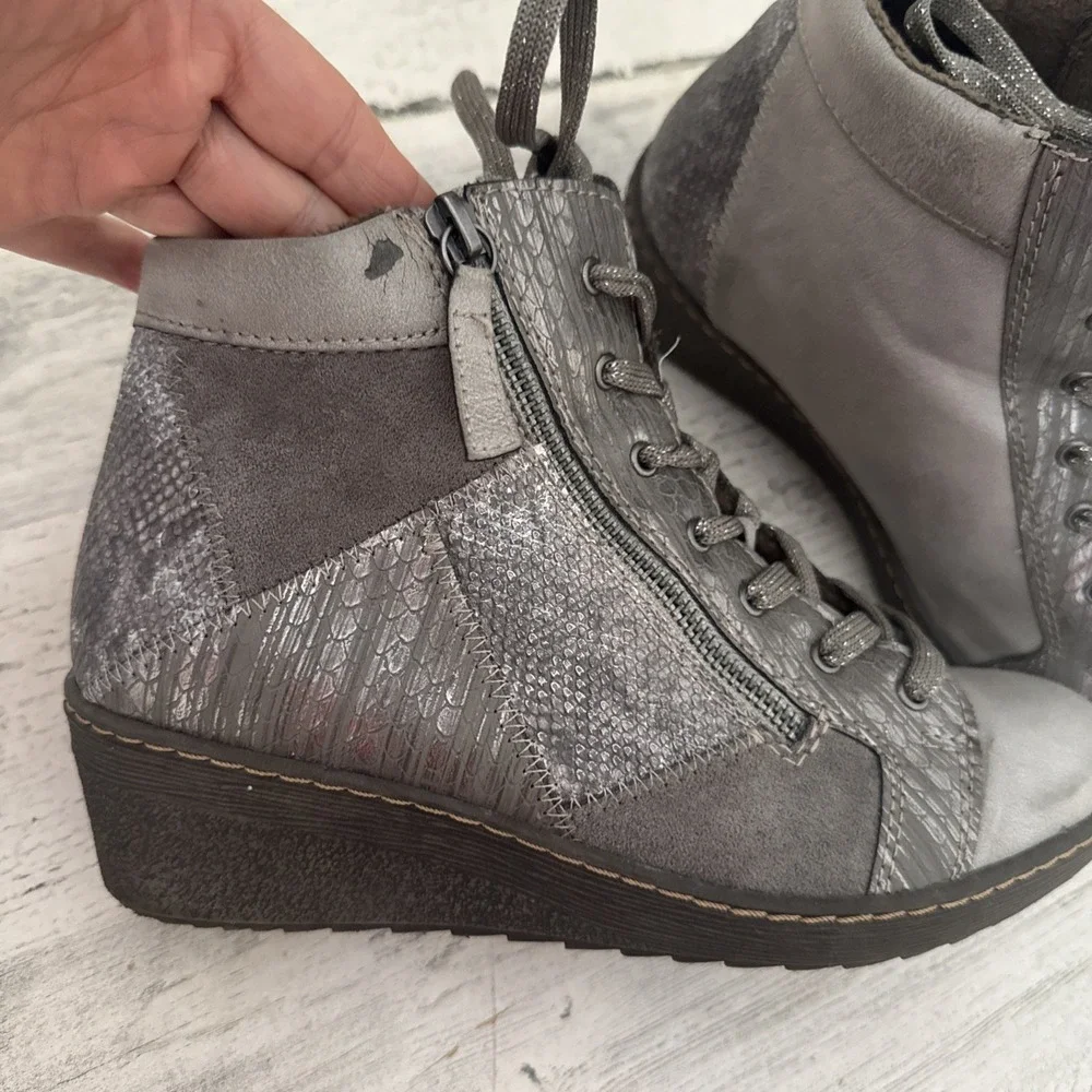 Spring‎ Step Lilou Wedge Booties Womens EU 37 Grey Silver Sneakers